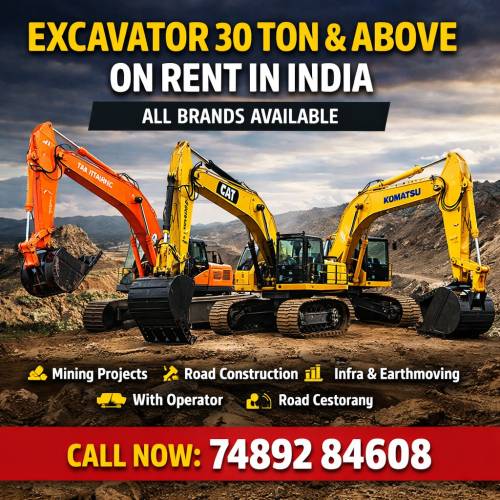 Excavator 30 Ton & Above on Rent in India | Heavy Excavator Rental Services